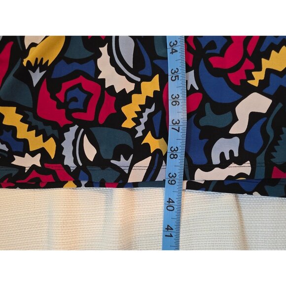 Anne Klein XL Long Sleeve Faux Wrap Dress Multicolor Abstract Floral Design - Picture 7 of 10